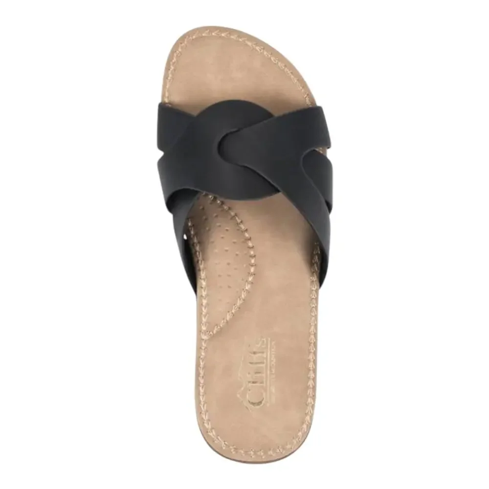 Cliffs Women's Fortunate Woven Slip On Sandals Black Size 6